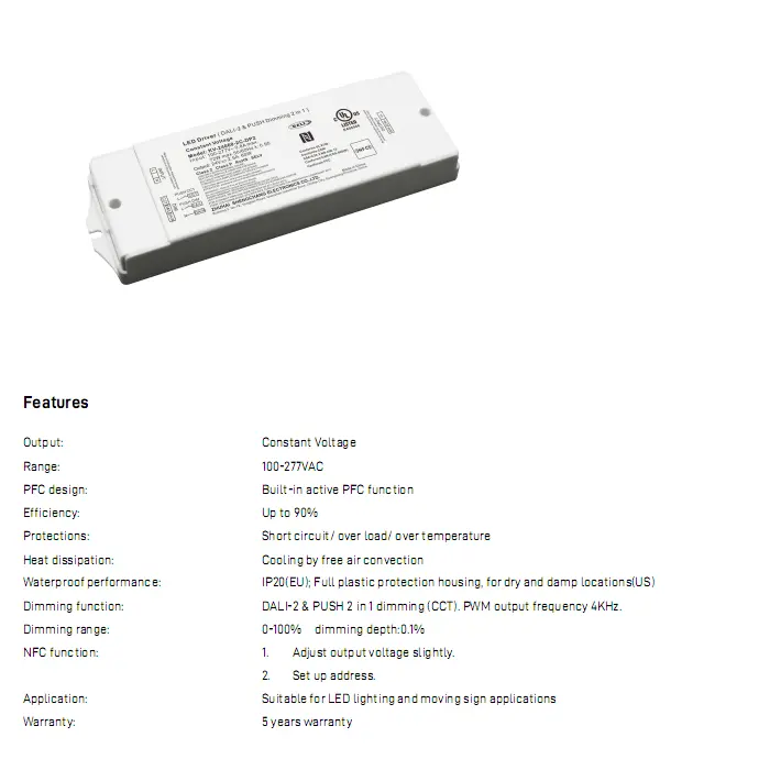 درایور LED کم نور 60 وات DALI CCT