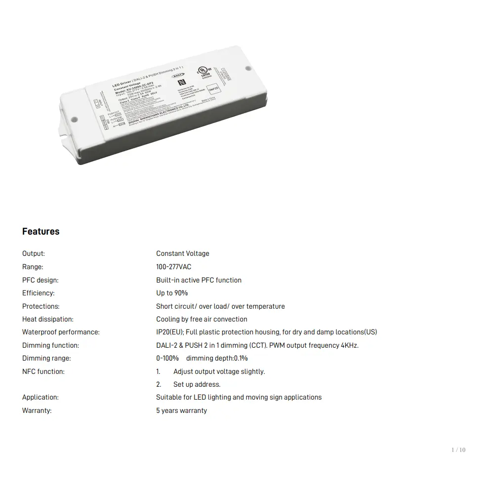 درایور LED 60 واتی TUYA Zigbee CCT کم نور
