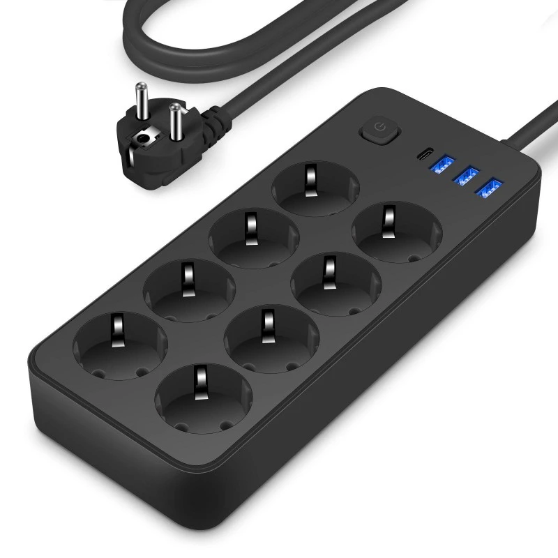 نوار برق استاندارد اتحادیه اروپا 8 AC با 4 پورت USB