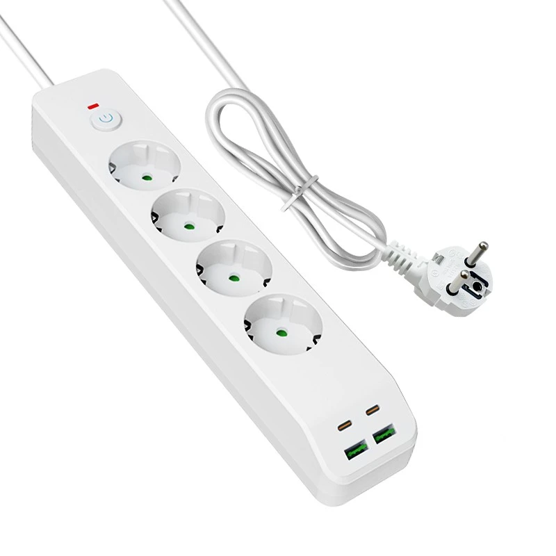 نوار برق اتحادیه اروپا شارژ سریع با 4 AC و 4 USB