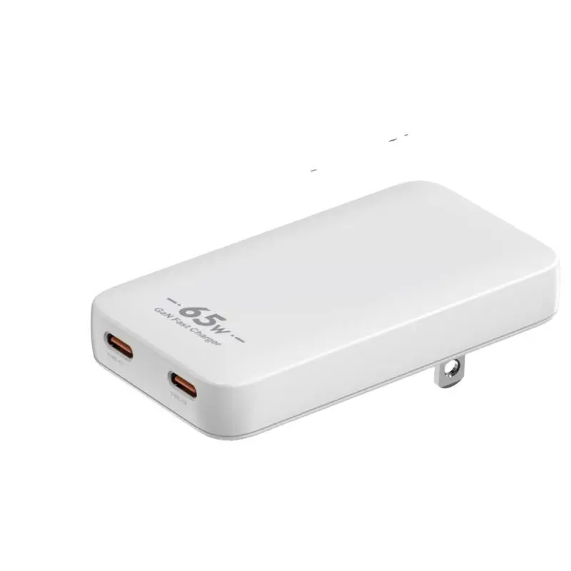 شارژر دیواری فوق نازک PD65W GaN USB-C آداپتور دو پورت